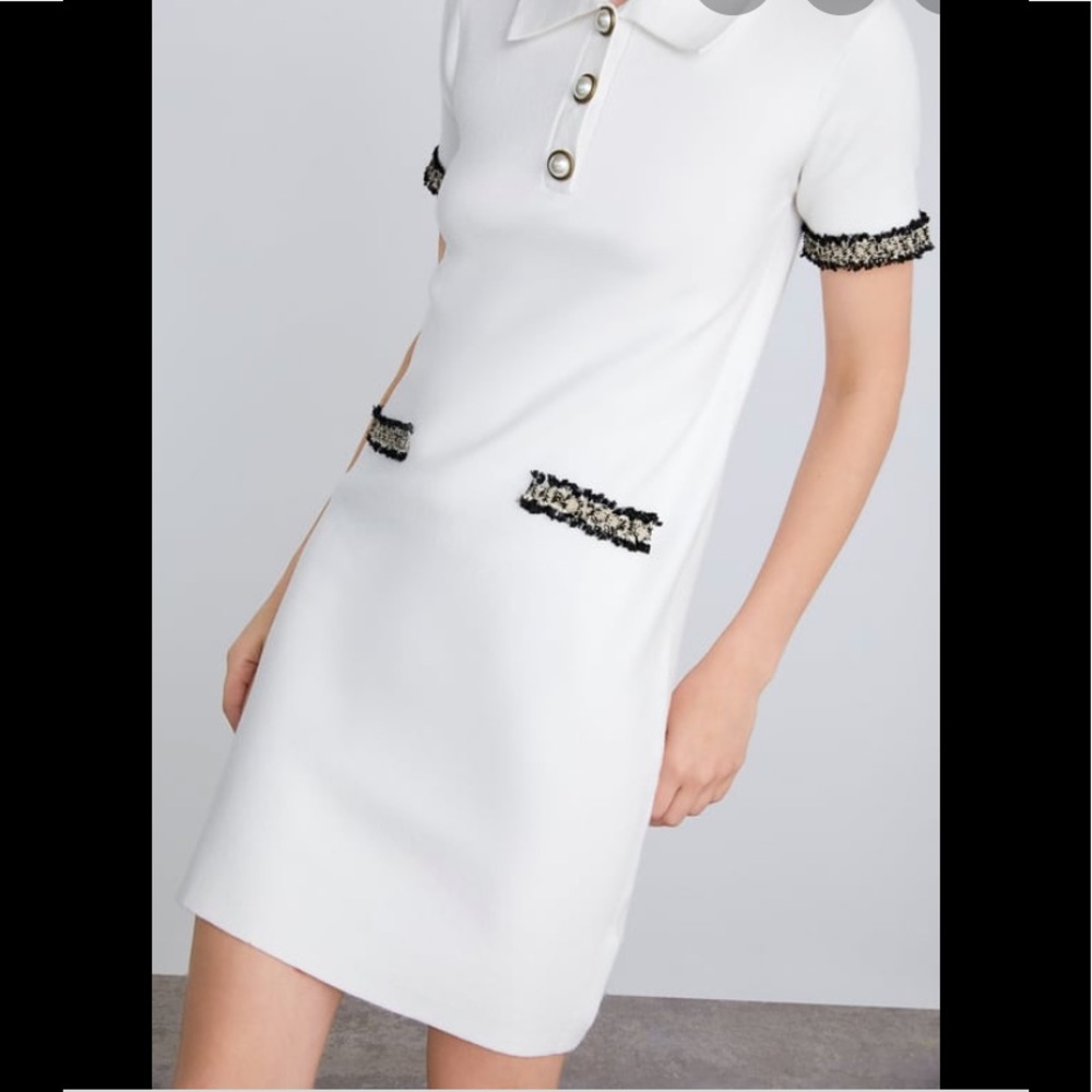 🤍 Zara Bandage Knit Dress with Faux Pearl Buttons 6254/011